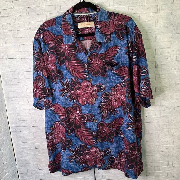 Tommy Bahama men’s Vintage Hawaiian button down Shirt 100% Silk bohemian - Picture 1 of 10